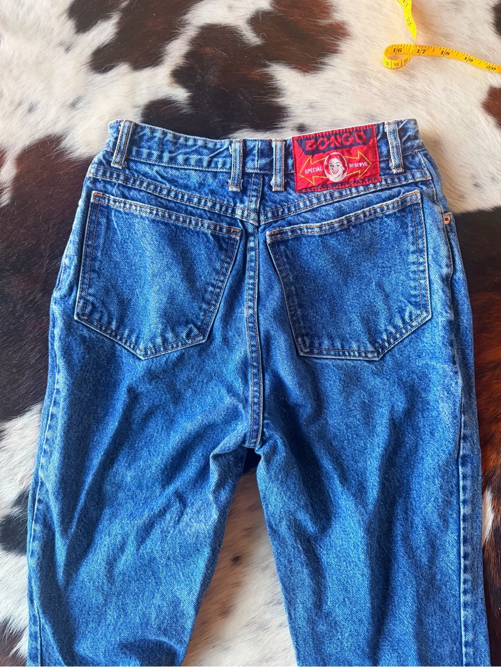 Vintage 90s Bongo Jeans High Waist Straight Leg USA Made Unique Buttons